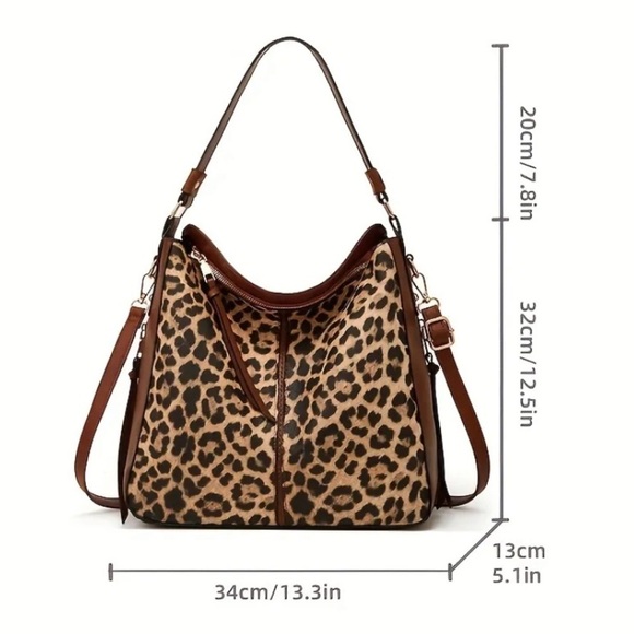 Luxurious Large Capacity Vintage Leopard Print vegan Leather Tote Bag - Picture 5 of 5